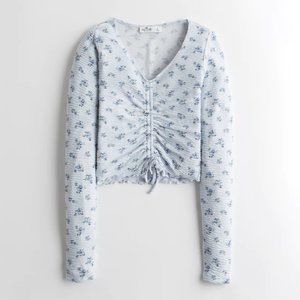 Hollister Textured Cinch Baby Tee - Light Blue